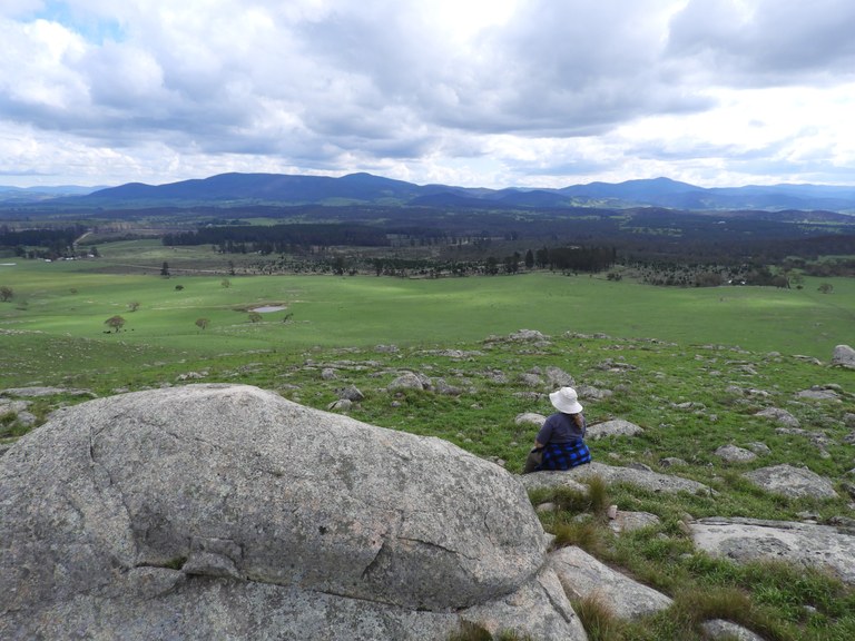 Outlook over Bombay with granodiorite outcrops, Shoalhaven river valley and Tallaganda range in the background_Photo E Brinkley.JPG