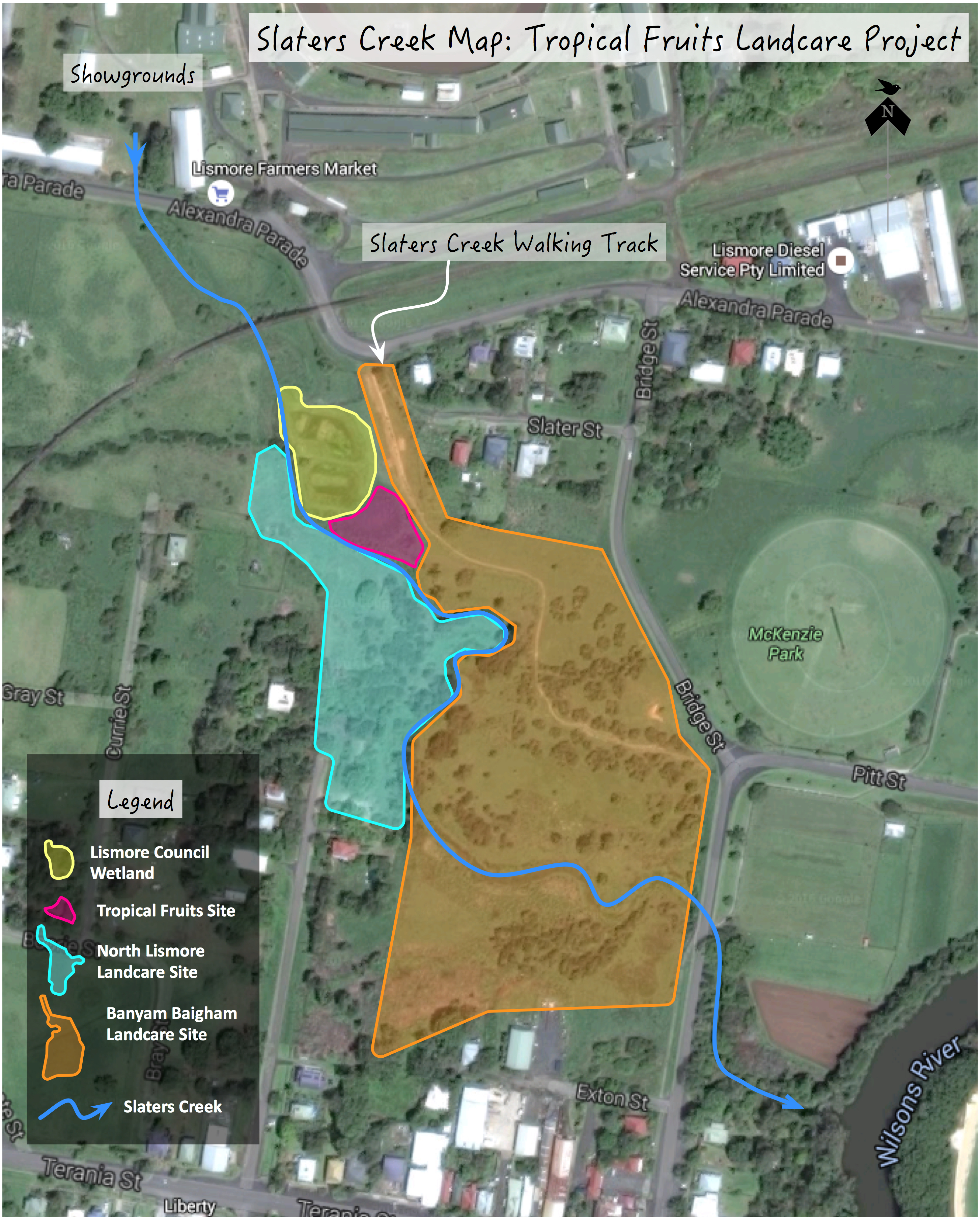 Site Map for the Slaters Creek Project