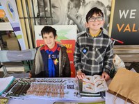 Scouts help out a the tree give away at The Rock
