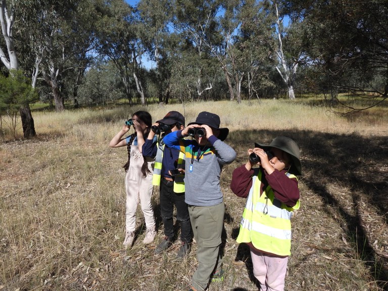 Kids enjoying using binoculars