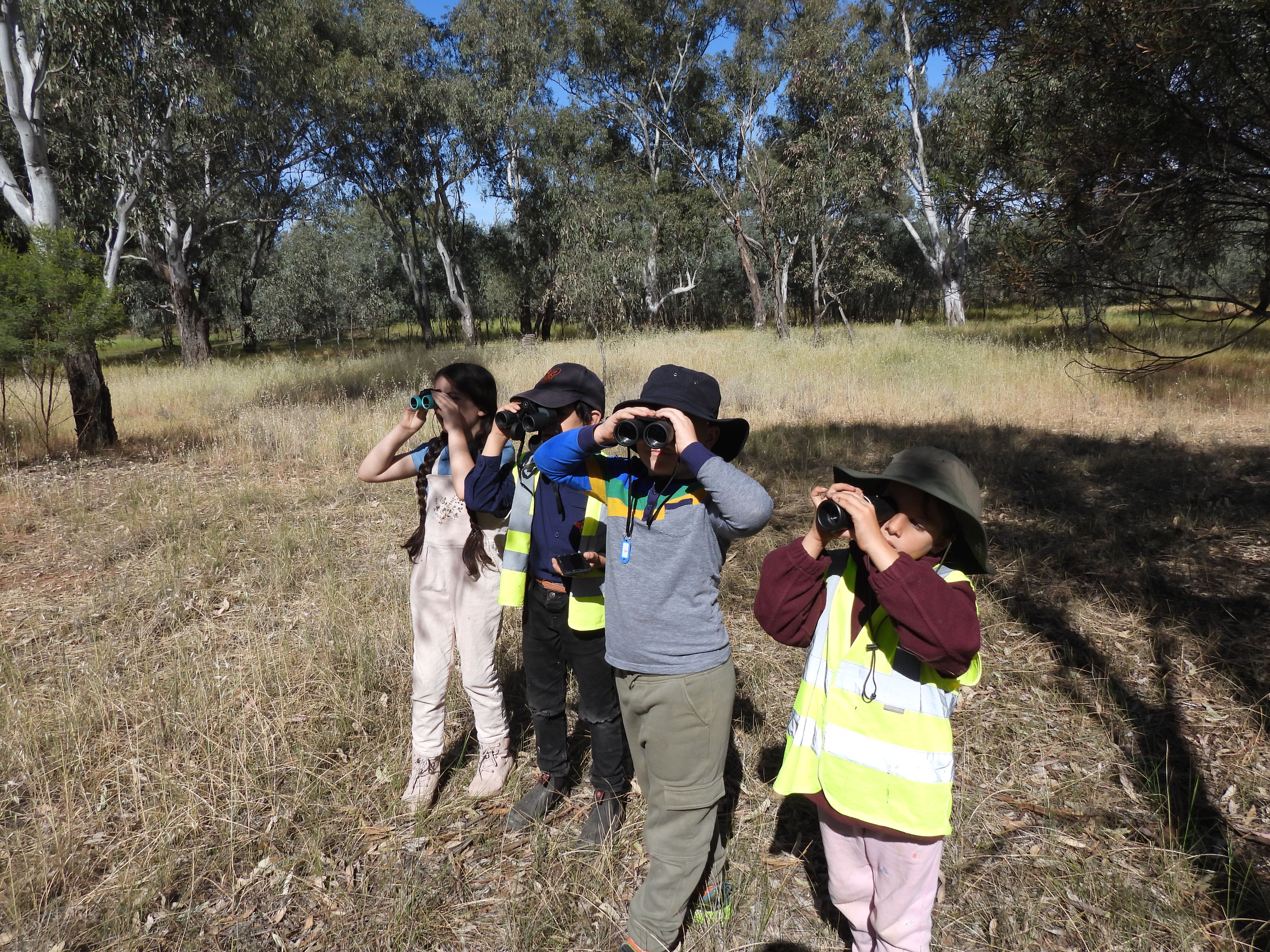 Kids enjoying using binoculars