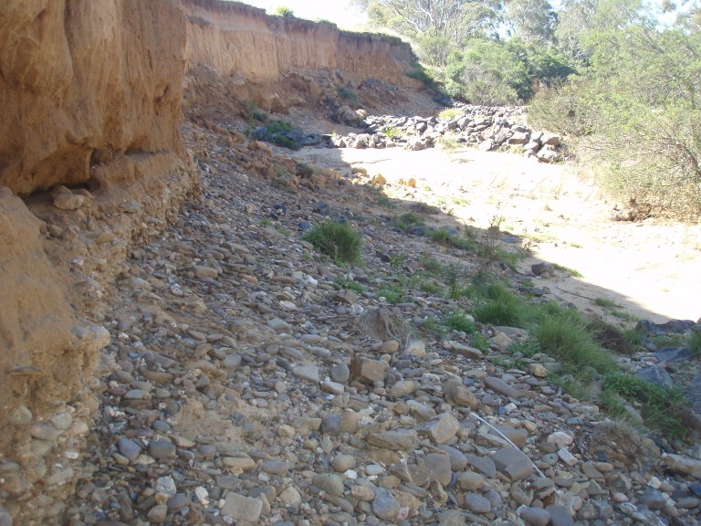 View of erosion wall and a groin rock wall