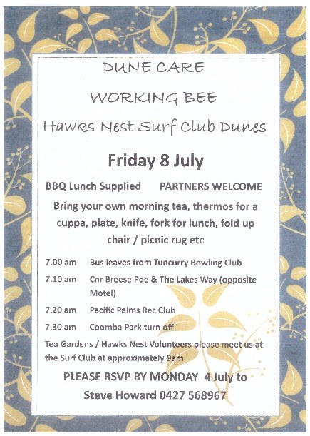 Dune Care Working Bee. Hawks Nest Surf Club Dunes