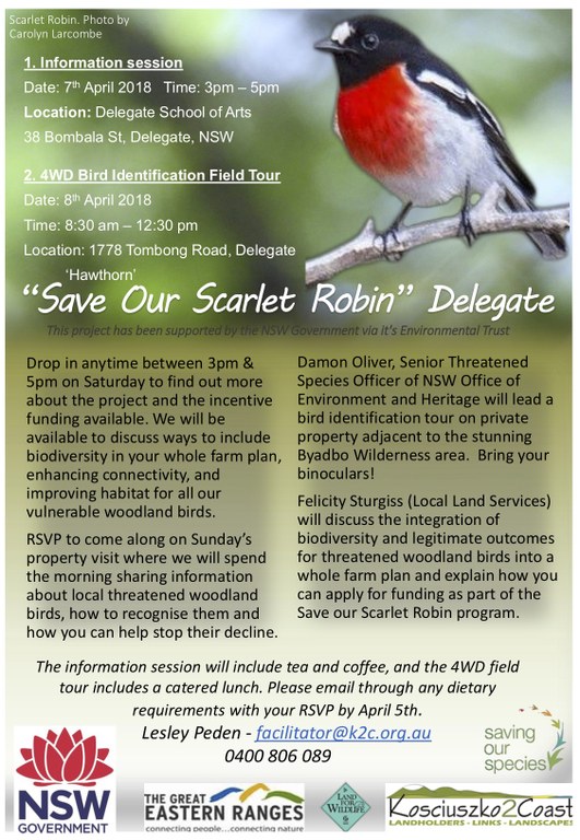 K2C: “Save Our Scarlet Robin”  Delegate