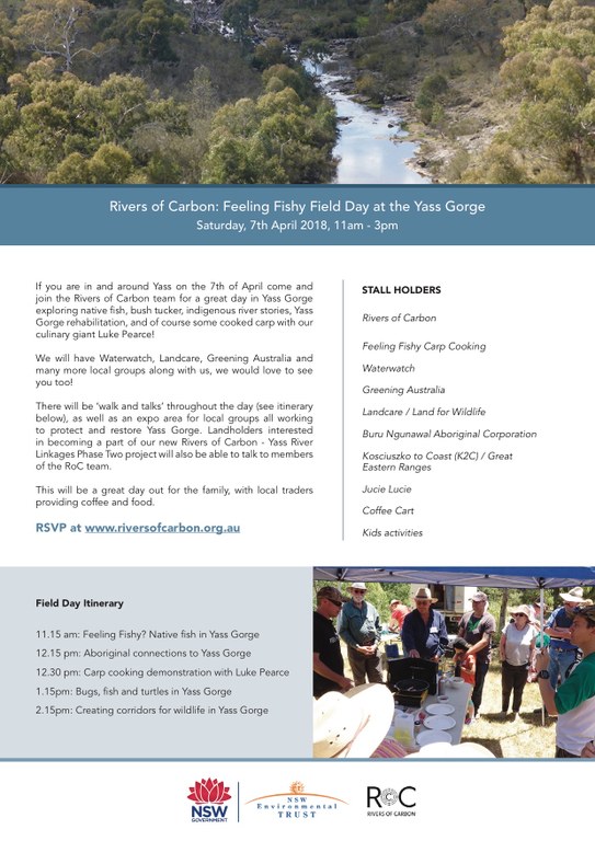 Rivers of Carbon: Feeling Fishy Field Day at the Yass Gorge Sat, 7th April 2018