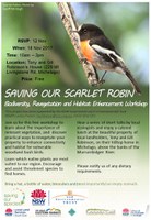 Save our Scarlet Robin Workshop, 18 Nov 2017 - FREE