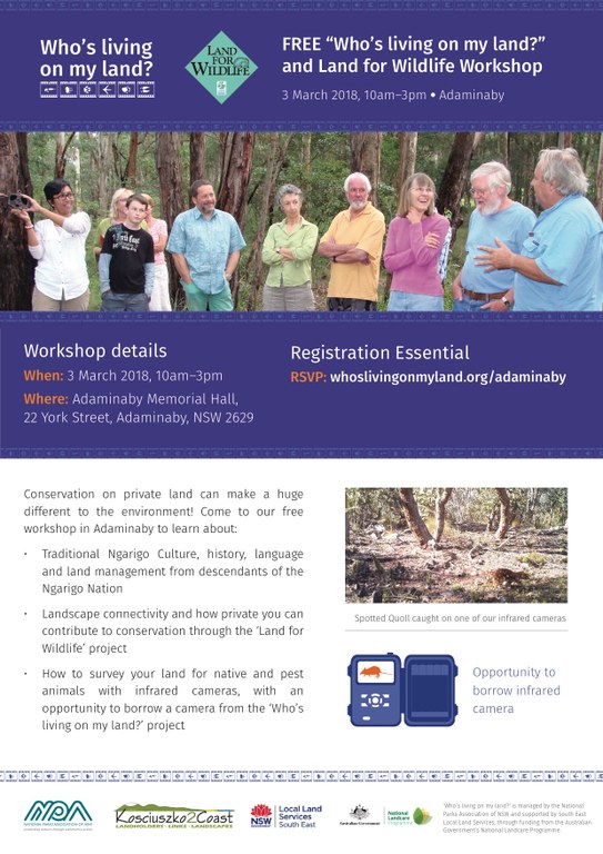 Who's living on my land & Land for Wildlife Workshop - 3 Mar  2018