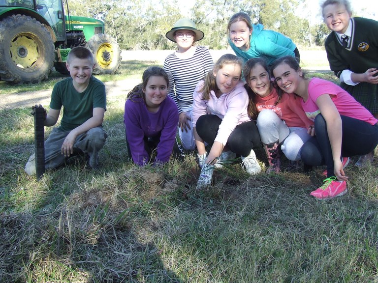 Year 5 students planting trees