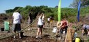 Byron High School watering in hindune plantings with Byron Rural Fire Service 