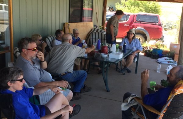 Group members eating lunch